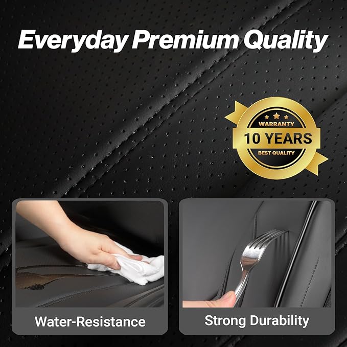 Coverland Custom Fit Car Seat Covers for Car Compatible with [Accord, Focus, Sonata, Avalon, C-Class, E-Class] Premium Waterproof Non-Slip Interior Seat Protector [Full Set Black- Size Chart X58]