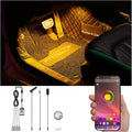 Car Ambient Lighting with Bluetooth App Control 64 Colors Multicoloured Music Interior Footwell Lighting Kit DC 12V 1W