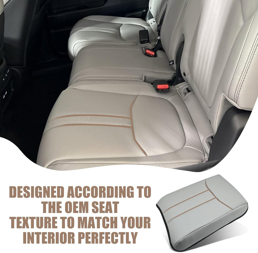 Muslogy Center Console Cover Compatible with Honda Pilot 2023 2024 2025, 2024 2025 2026 Ridgeline/Passport Accessories Armrest Pad Lid Cushion Console Protector Vegan Leather Extra Soft(Gray)