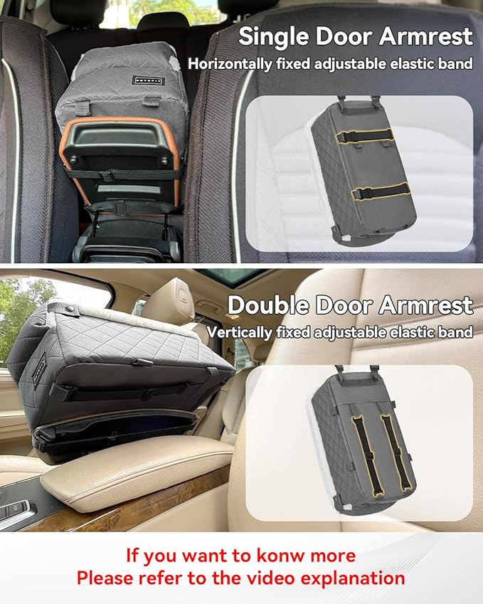 PETSFIT Center Console Dog Car Seat with Safe Protection Hooks, Pet Car Seat with Upgraded Safety Tethers, Washable Cushion, Console Dog Car Seats for Small Dogs Up to 8 Lbs (Grey)