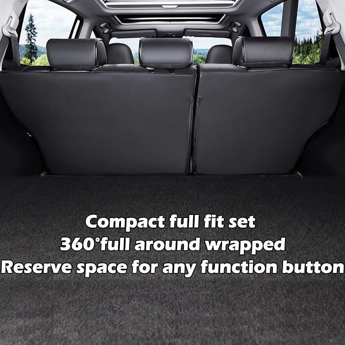 HKZ Fit RAV4 Car Seat Cover Set for 2013 2014 2015 2016 2017 2018 Toyota RAV4 LE Gasoline Version Only-Leather(Black)
