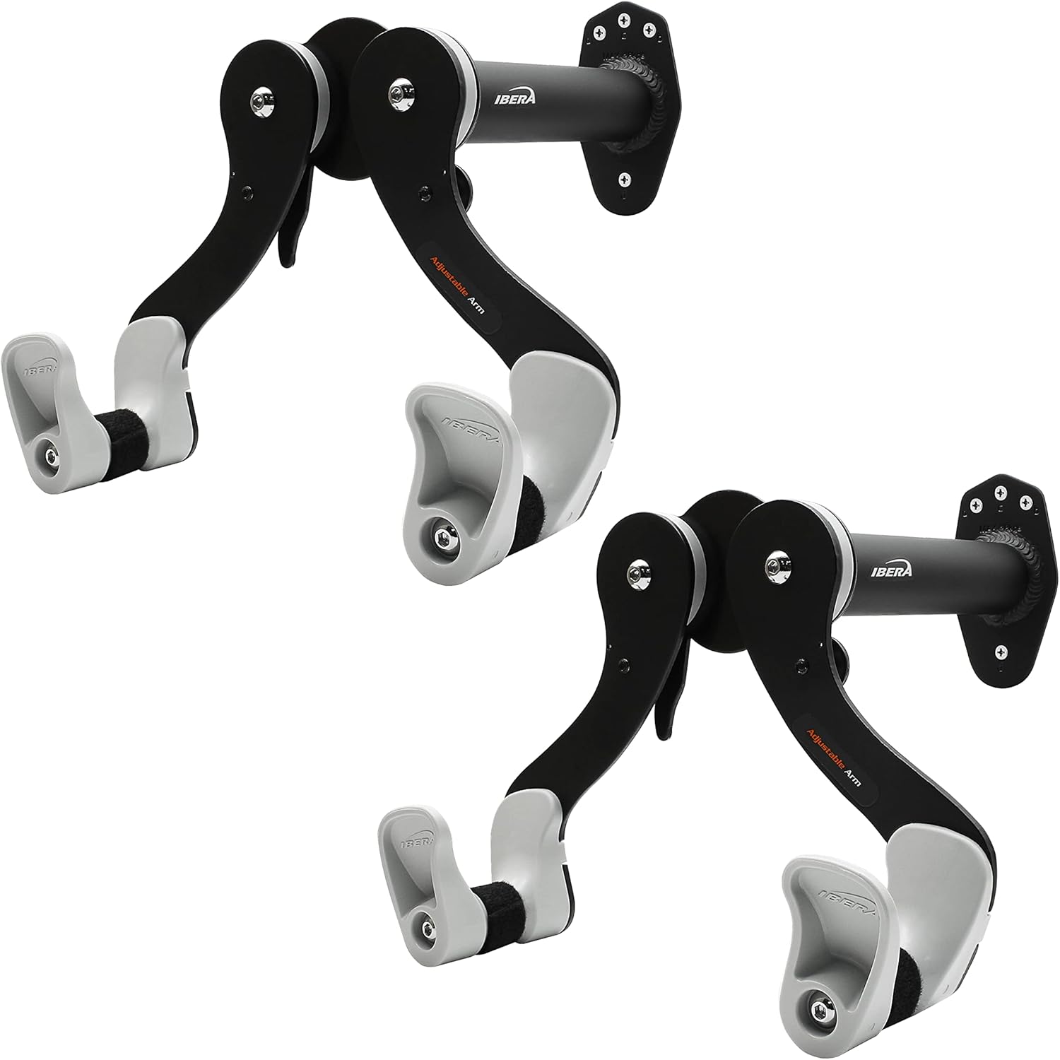 Ibera Bike Wall Mount - Secure Bike Storage up to 18kg with Adjustable Frame Holder & Soft Rubber Cradles - Garage Bike Rack for Road, MTB, Kids, Hybrid Bikes - Easy Installation & Space-Saving Design
