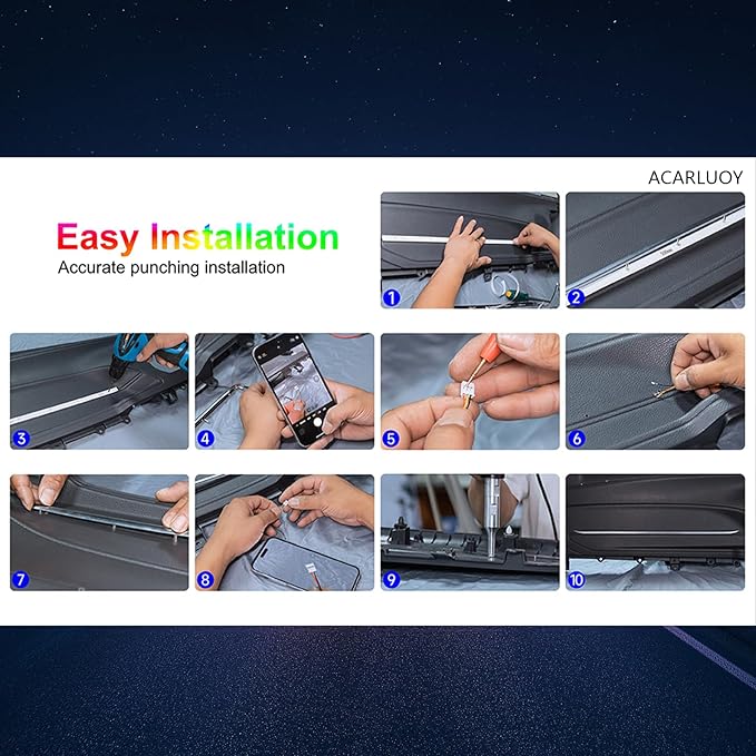 Acrylic Car LED Ambient Light, Fiber Optic Interior Light Strip, 24 Million Types, Ambient Light KKT that Swings with The Melody of Music (RGB Color 18 in 1)