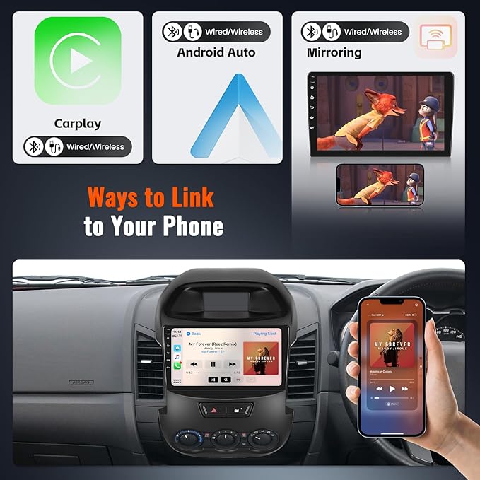 [4+64G] Realdio Android 15 Car Radio for Ford Ranger 2011-2015 with Wireless CarPlay Android Auto, 9 Inch Touch Screen Car Stereo for Ford Ranger with GPS WiFi, Bluetooth 5.0 FM/RDS 32EQ Backup Camera