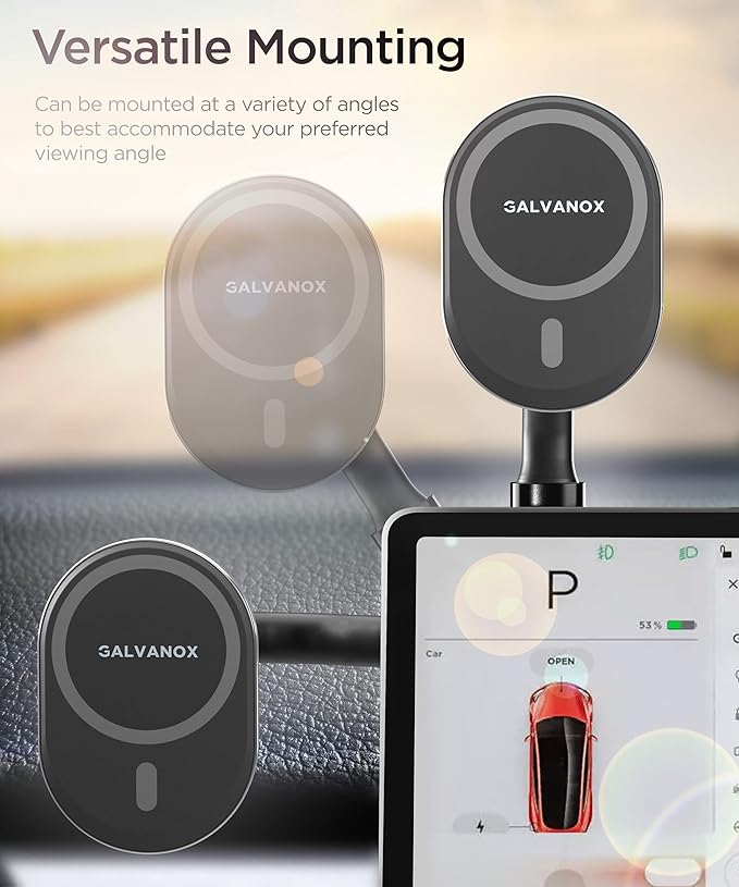 GALVANOX Phone Holder for Tesla Model 3 / Model Y - Magnetic Car Mount with Wireless Charging (Compatible with MagSafe)