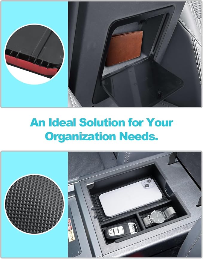 CDEFG 2Pcs for 2024 2025 2026 Lexus GX 550 Center Console Organizer Tray GX 550 Accessories Middle Console Tray Armrest Hidden Storage Box Arm Rest Secret Bin(Not for Cool Box)