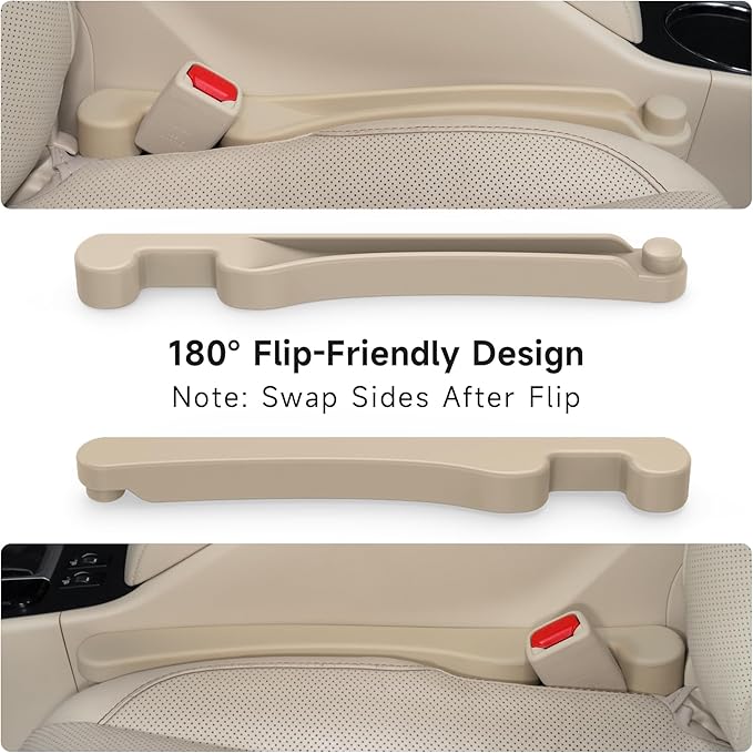 Givifive Car Seat Gap Filler Set of 2, Soft Foam Multifunctional Seat Side Gap Filler with Organizer & Hook Function, 3in1 Gap Stopper Universal Fit Car SUV Truck Fill The Gap Between Seat & Console