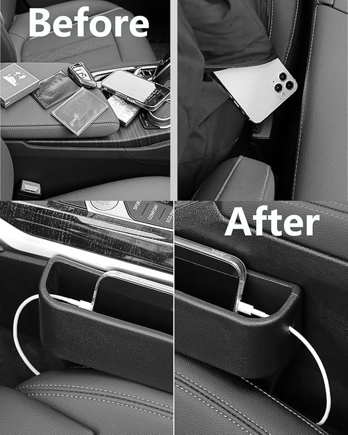 Car Seat Gap Filler Organizer, Seat Side Gap Plug with Storage Avoids Things Falling, Universal Fit Fill the Gap Between Seat and Console, Perfect for Car, SUV, Truck (Beige-1 Pack)