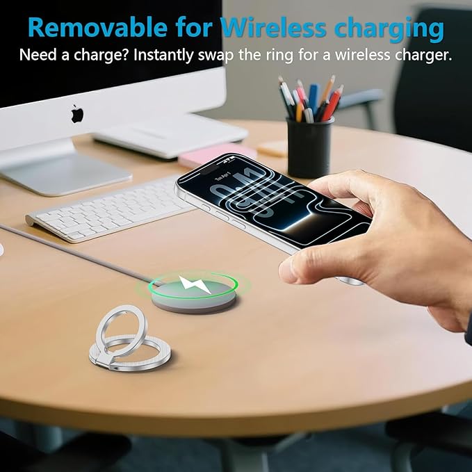 Magnetic Phone Grip, 360° Rotation MagSafe Cell Phone Ring Holder Two-Sided Magnet Kickstand for iPhone 17e 17 16 15 Pro Max Plus Samsung Galaxy S26 S25 Ultra Pixel 10a, MagSafe Car Mount Accessories