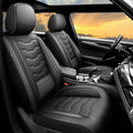 Fit Sentra Car Seat Covers Compatible with Nissan Sentra 2001-2025 2026 - Full Set Premium Leather， Waterproof Breathable， All-Weather Seat Cushion Protecto&Airbag Compatible（Full Set,Black