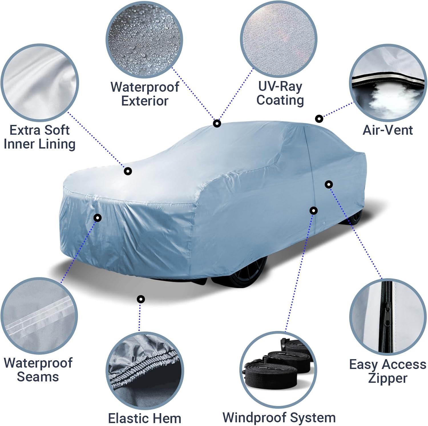 iCarCover Premium Car Cover for 1969-1976 Porsche 914 Heavy Duty Waterproof All Weather Automobiles Custom Fit Indoor Outdoor UV Snow Protection Covers with Straps and Bag