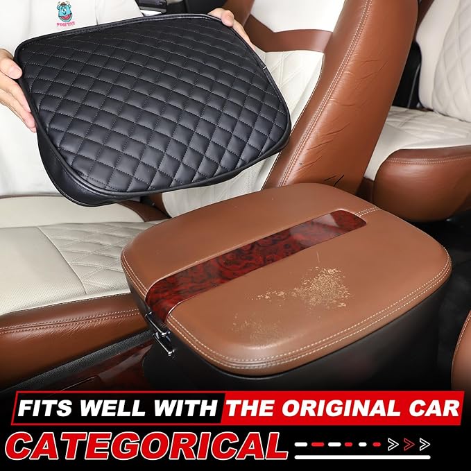 Center Console Armrest Seat Box Cover Compatible with Cadillac Escalade 2007-2014, Cushion Lid Protector Pad Anti-Scratch Interior Accessories (2007-2014 Black)