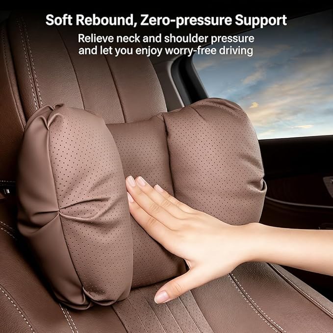 Car Neck Pillow & Lumbar Support for Kia Telluride Carnival Cadenza Stinger Ergonomic Breathable Mesh Auto Seat Back Cushion Headrest,Brown-Lumbar Support
