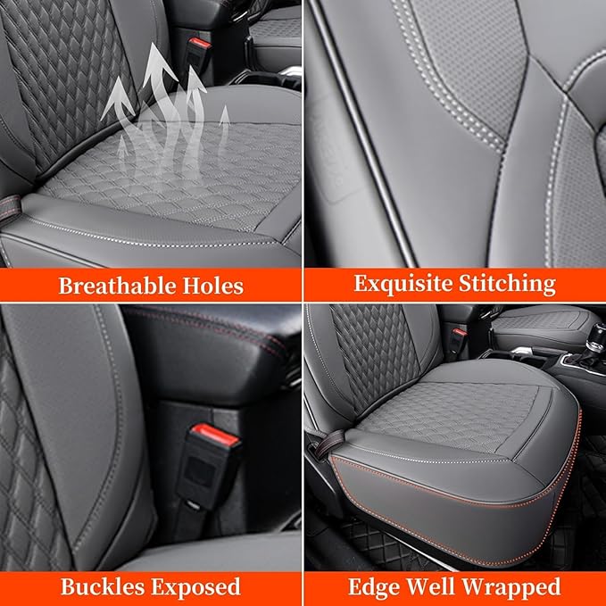 Coverado Seat Covers for Jeep Wrangler, Waterproof Seat Cover Full Set, Vehicle Leather Seat Protector for Unlimited Sahara Rubicon Willys Jeep Wrangler JL Seat Cushions 4 Door 2018-2026 (Gray)