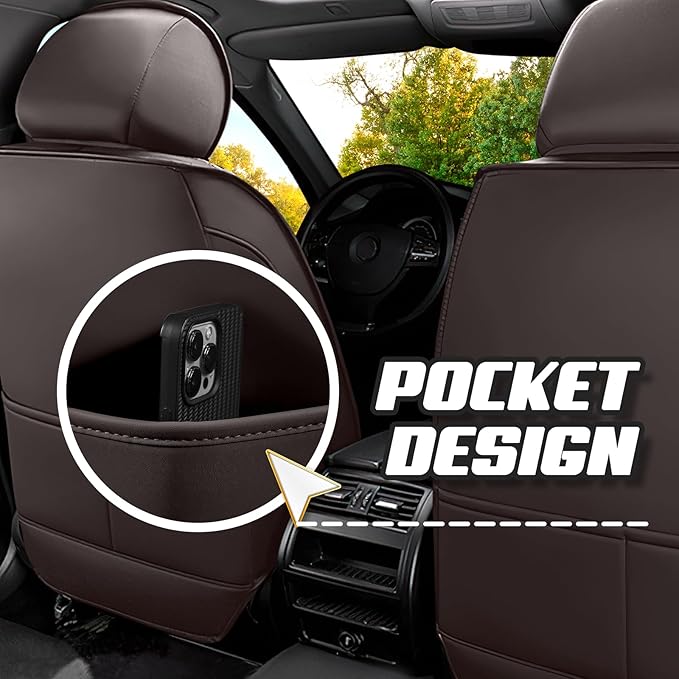 Car Seat Covers for Jeep Grand Cherokee L 2021-2025, Premium Nappa Leather Car Seat Cover, Stylish Sport Seat Covers， Automobile Seat Cover Sets.(Standard 5 Seats/Coffee Color)