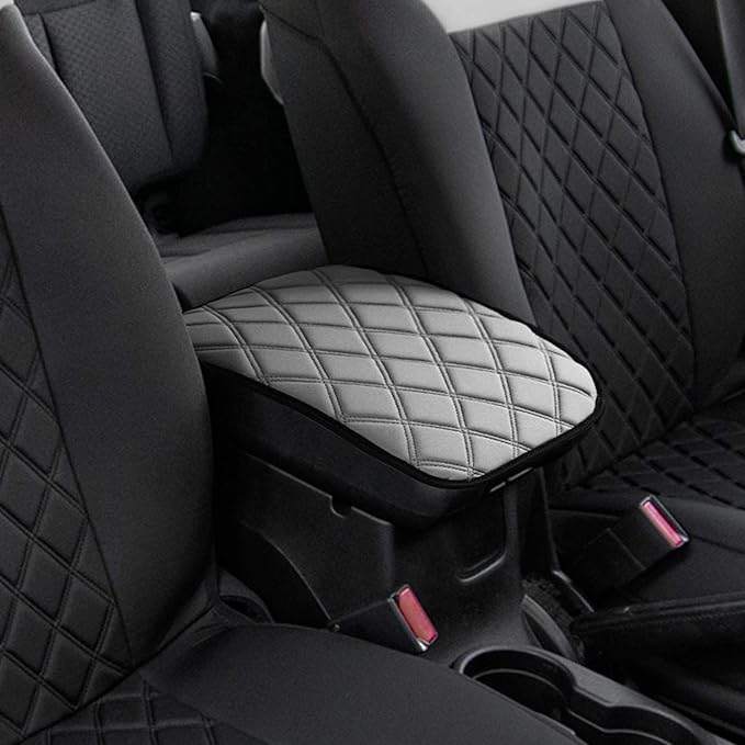 FH Group Neosupreme Gray Diamond Pattern Center Console Pad – Water-Resistant Armrest Cover Protector for Cars, SUVs & Trucks