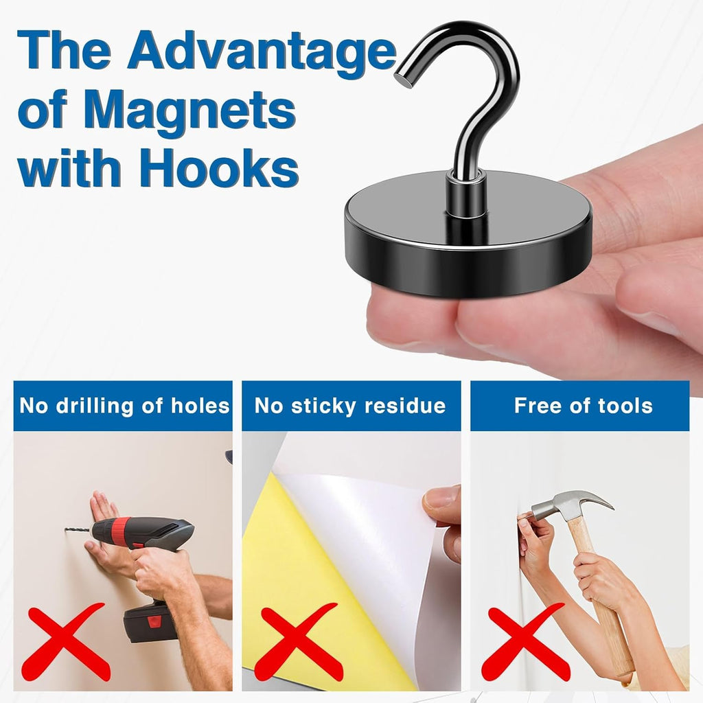 LOVIMAG Magnetic Hooks for Cruise Cabins,150lbs Cruise Magnets for Door,Cruise Ship Essentials for Travel, Strong Magents Heavy Duty with Epoxy Coating for Hanging, Refrigerator, Kitchen-12 Pcs