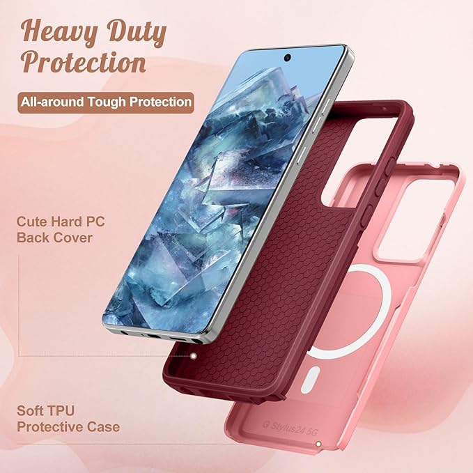 for Moto G Stylus 5G 2024 Case - Compatible with MagSafe Women Girls Cute Magnetic Phone Cover Girly Kawaii Strawberry Heavy Duty Shockproof Design for Motorola Moto G Stylus 5G 2024 Cases