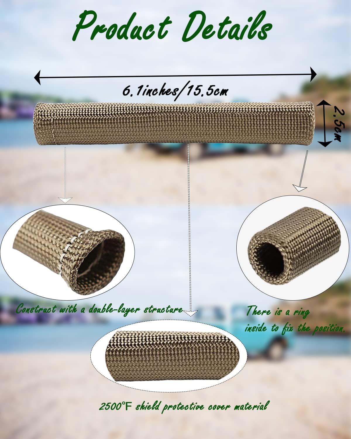 Spark Plug Wire Heat Shield - 8 PCS 2500° Spark Plug Heat Sleeve, 6 Inches Spark Plug Wire Boots Protector Protection Cover Replacement for LS1 / LS2 SBC BBC 350 454 Car Truck, Titanium