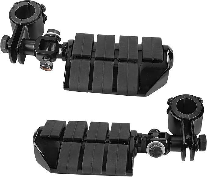 Motorcycle Clamp-on Highway Pegs Universal Adjustable Engine Guard Foot Rests w/Mount Clamp Kit For Most Motorcycle Models with 25mm 32mm 34mm Crash Bar Tube Accessories(Black Style)