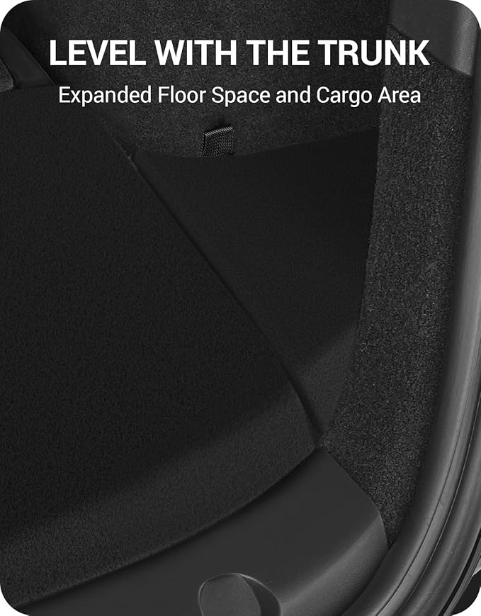 BASENOR 2021-2026 Tesla Model Y 7-Seater Trunk Storage Bins, (Proprietary Design) Trunk Organizer with Carpeted Lid, Rear Trunk Side Storage Box for 7 Seat Model Y Interior Accessories