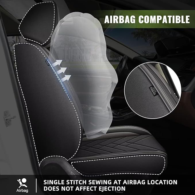 AOMSAZTO Front Seat Covers for Car Fit for Acura RDX 2007-2026: Premium Seat Covers Waterproof Leather Automotive Seat Cushion Protector Compatible with Airbag(2PCS Front,Black&Grey)