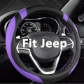 West Llama Customized Auto Car Steering Wheel Cover for Jeep Grand Cherokee,Wrangler,Compass,Gladiator,Cherokee 14.5-15 inches (Black+Purple-Standard Size)