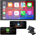 Double Din Car Radio Support Wireless CarPlay & Wireless Android Auto, [2G+32G] 7 Inch Touchscreen Car Stereo with Bluetooth+WiFi+RDS/FM+GPS Navi+Backup Cam+Mirror Link,Car Audio Receivers