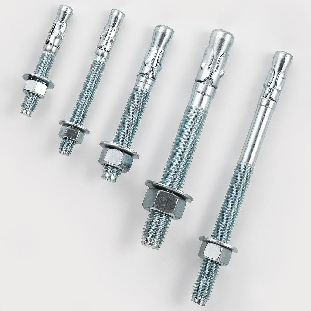 1/2x4-1/2" 10Pcs Inch Standard Fasteners for Heavy-Duty Zinc Wedge Anchors for Cement and Concrete