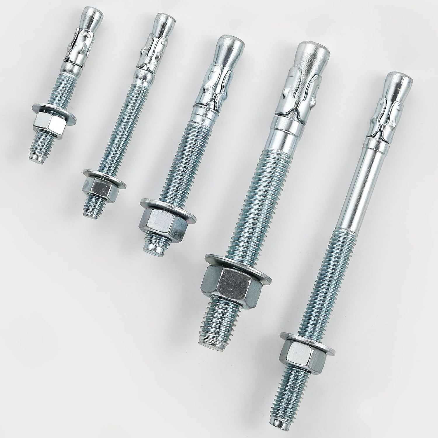 1/2x4-1/2" 10Pcs Inch Standard Fasteners for Heavy-Duty Zinc Wedge Anchors for Cement and Concrete