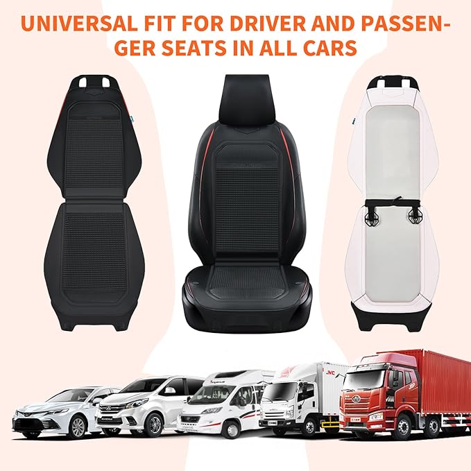 FLORICH Front Car Seat Covers Leather Seat Covers Waterproof Seat Cushion Protector Universal Fit for Cars SUV Truck Van, Black&Red, 1PCS