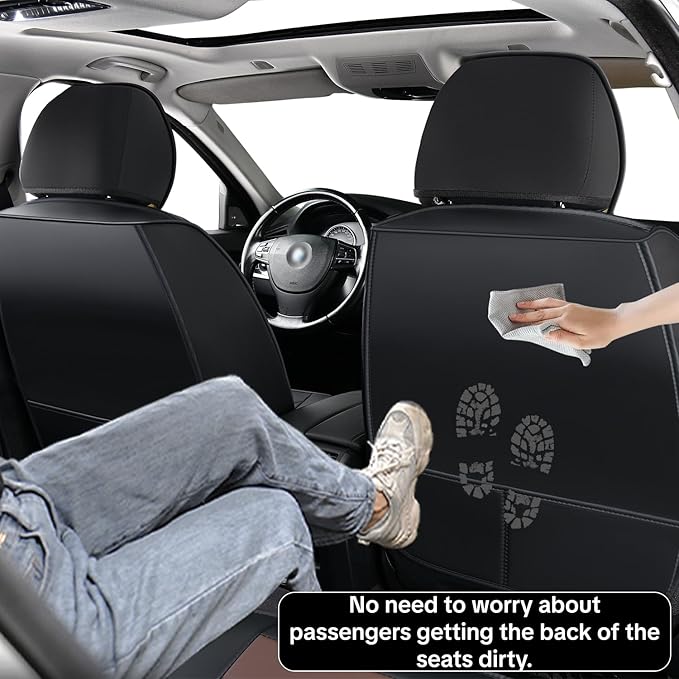 Universal Car Seat Covers, Waterproof Faux Leather, Full 5-Seat Set, Non-Slip, Contoured Fit, Fits Most Vehicles, Upgraded Protection for Car Interiors, Airbag Compatible