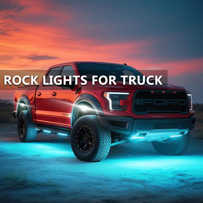 6 Pods Segmented Alloy RGB LED Rock Lights for UTV ATV Golf Cart SXS Trucks Offroad, Waterproof Impact Resistant Metal Underglow Kit with APP/RF Control Sync Music Multi Color Neon Underbody Light