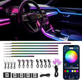 Dreamcolor Acrylic Interior Car LED Strip Lights, Car Ambient Lighting Kit with APP Control, Decorative Lights with Dynamic Chasing Sync to Music, RGB Neon Lighting (18 in 1)