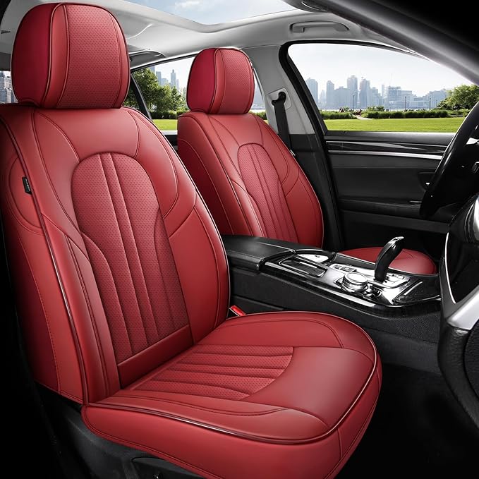 Car Seat Covers,Car Seat Protector Waterproof,Seat Covers Front Set, Car Seat Protectors,Automotive Seat Covers Fit for Most Cars Wine Red