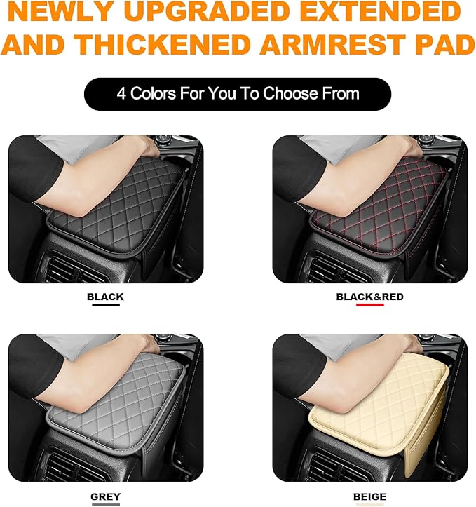 Center Console Cover for Cars Fit for Jeep Gladiator Leather Armrest Covers with 2 Storage Bags(Grey)
