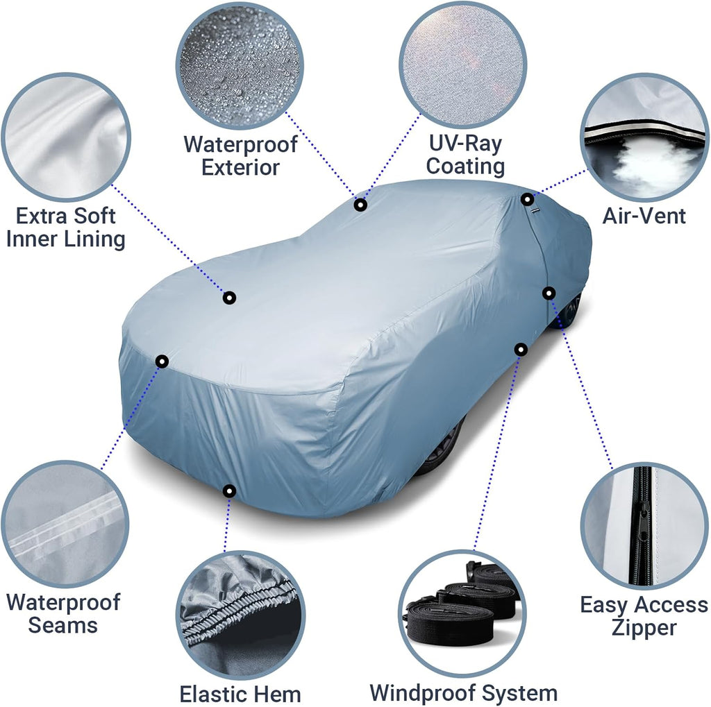 iCarCover Premium Car Cover for 1977-1985 Chevy Impala 4-Door, 2-Door Heavy Duty Waterproof All-Weather Automobiles Custom Fit Indoor Outdoor UV Snow Protection Covers with Straps and Bag