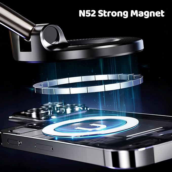 Upewefi 2026 Upgraded Car Phone Holder for Mag Safe, 3000gf Strongest Magnetic, 360° Adjustable Car Phone Holder, Phone Holders for Your Car (1pcs-Silver Black)