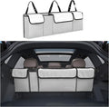 Car Trunk Organizer, Backseat Hanging Large Storage with Adjustable Straps,Waterproof PVC Collapsible Cargo Bag, Car Interior Accessories for Auto SUV MPV (White)