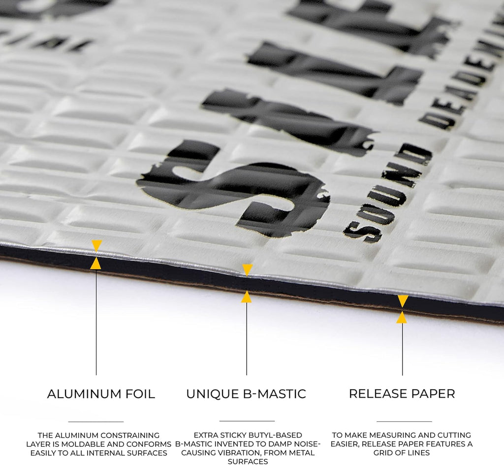 Siless 80 mil (2mm) 18 sqft (1.7 sqm) Car Sound Deadening mat - Butyl Automotive Sound Deadener - Noise Insulation and Vibration Dampening Material (18 sqft)