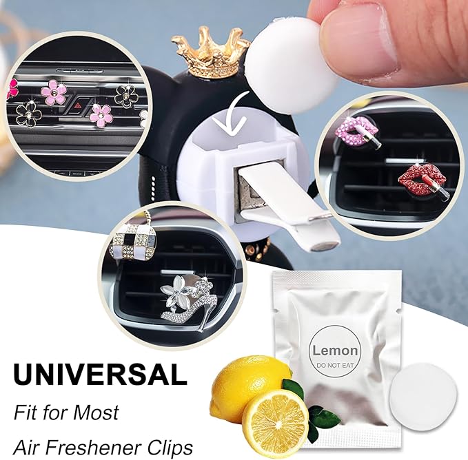 24 Pack Ocean & Lemon Car Air Freshener Refills, Car Air Vent Clip Freshener Replacement Pads, Solid Fragrance Scent Refill Tablets