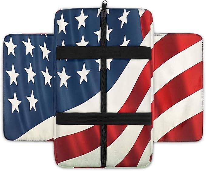 Auto Center Console Cover Universal Car Armrest Pad with Pockets, American Flag Print Universal Automotive Interior Accessories for Most Vehicle SUV