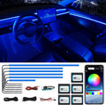 Acrylic Interior Car LED Strip Light with Wireless APP, RGB 6 in 1 with 175 inches 600 LEDs Fiber Optic Car Ambient Lighting Kits, 16 Million Colors Sound Active Function LED Strip for Car