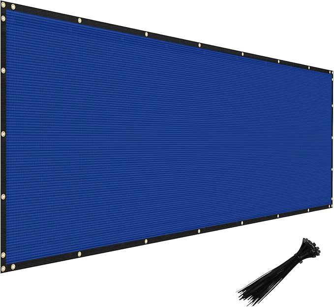Windscreen4less Privacy Fence Screen Heavy Duty Windscreen Fencing Mesh Fabric Shade Net Cover with Brass Grommtes for Outdoor Wall Garden Yard Pool Deck, 8'x181' Blue