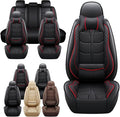 Leather Car Seat Covers Fit for Toyota Camry Solara 2004-2008, 5 Seater Car Seat Cover, Premium Waterproof, Scratch Resistant Car Interior Accessories (Full Set with Pillow Black Red)