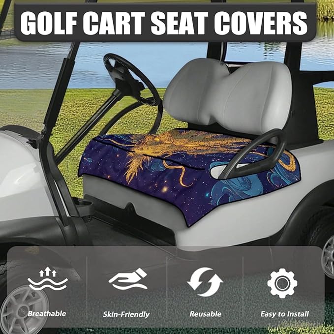 Biyejit Golf Cart Seat Covers with 4 Pockets Golf Cart Seat Towel Blanket Fits 2-Seat Golf Carts, Golf Cart Accessories