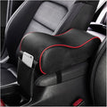 Car Center Console Cover, Soft Memory Foam Auto Arm Rest Pillow with Phone Holder Storage Bag, Waterproof Leather Armrest Seat Box Protector Comfy Cushion Pad for Most Cars (Black&Red)