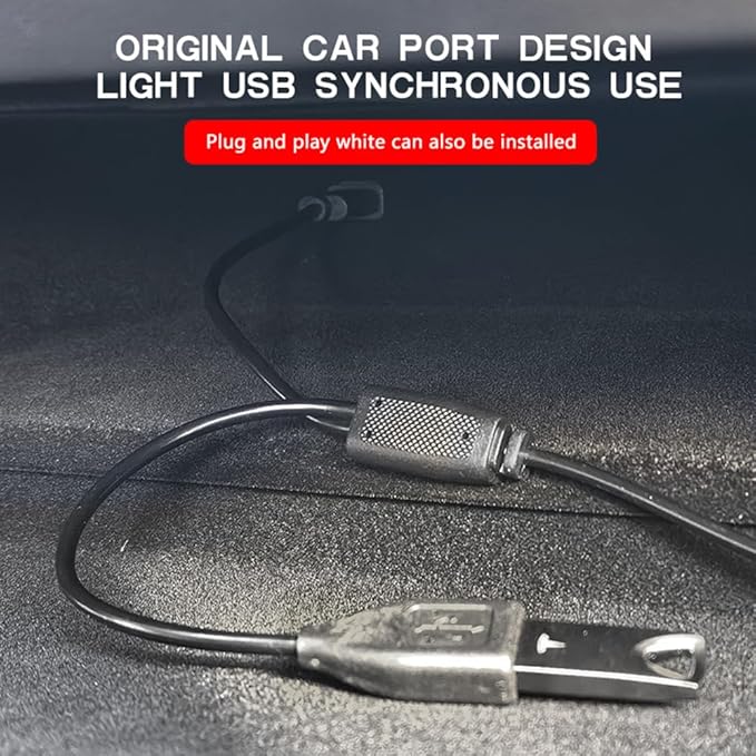 Interior Car LED Strip Lights for Tesla Model 3 Y 2021-2023, Plug-and-Play, 4 Footwell Light Ambient Light with Human Sensor, Center Console Dashboard Inside Car Lighting Decorations