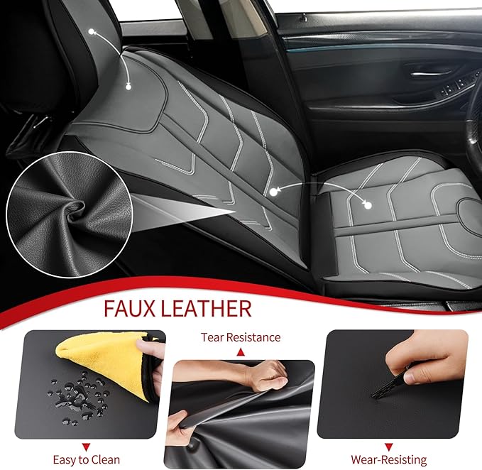 TTX LIGHTING Car Seat Covers fit for Nissan Pathfinder 2011-2026 Full Set: Premium Leather Automotive Seat Cover with Airbag Compatible Waterproof (5 Seats, Black & Gray)