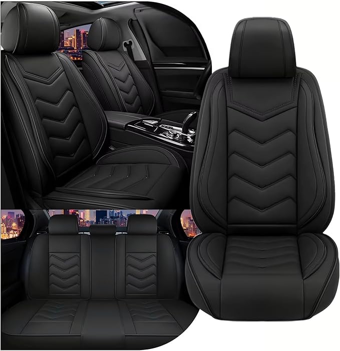 CTDS Car Seat Covers for Chevy Equinox 2005-2026, Stylish Sport Seat Cover, Premium Nappa Leather Car Seat Cover. Automobile Seat Covers Sets.(Standard 5 Seats/Pure Black)